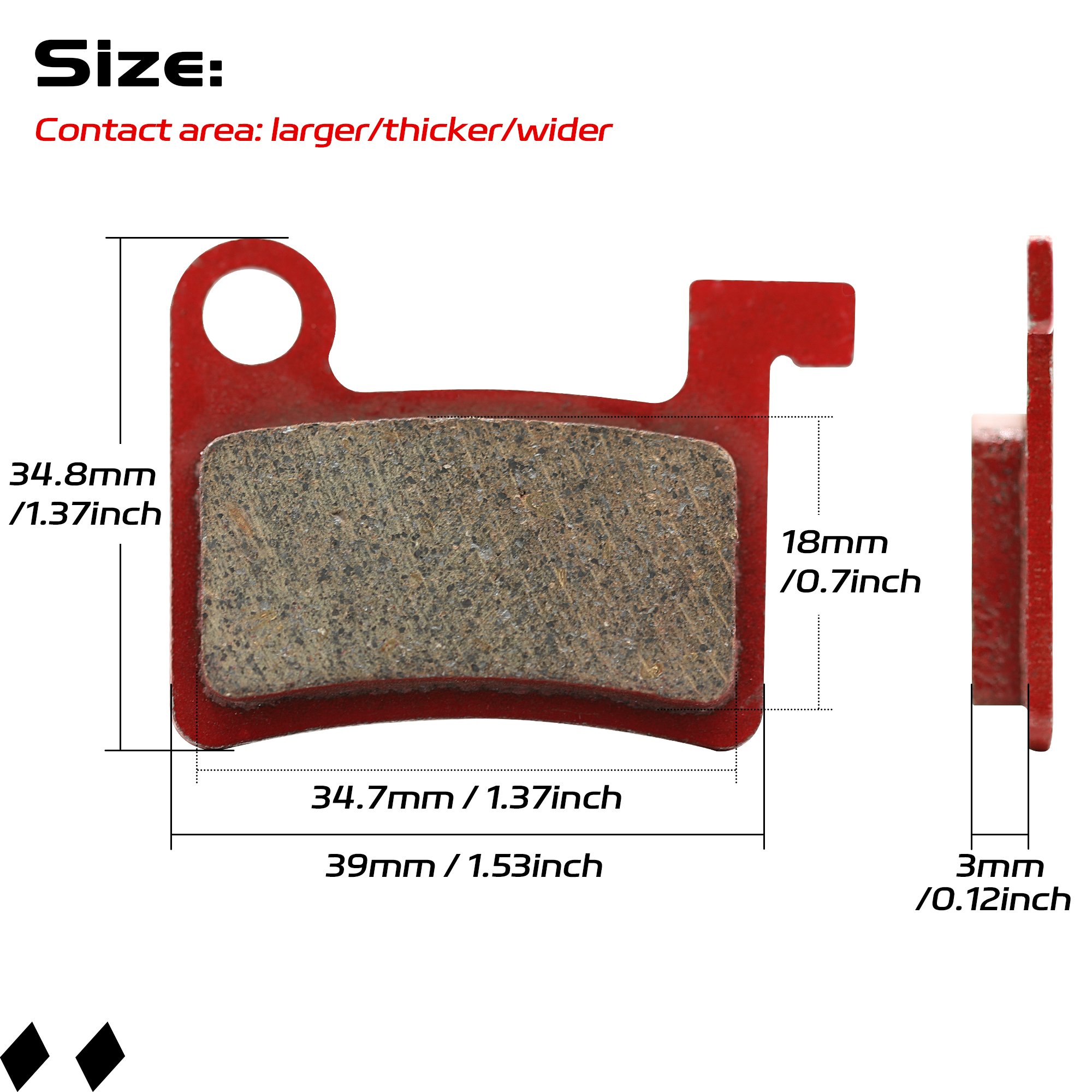 DYISLAND MT600 Electric Bicycle Brake Pads/Resin Semi Metal Brake Pads, Suitable for LD-200PLUS,LD4X-300,LD4X-600 E-BIKE BRAKE