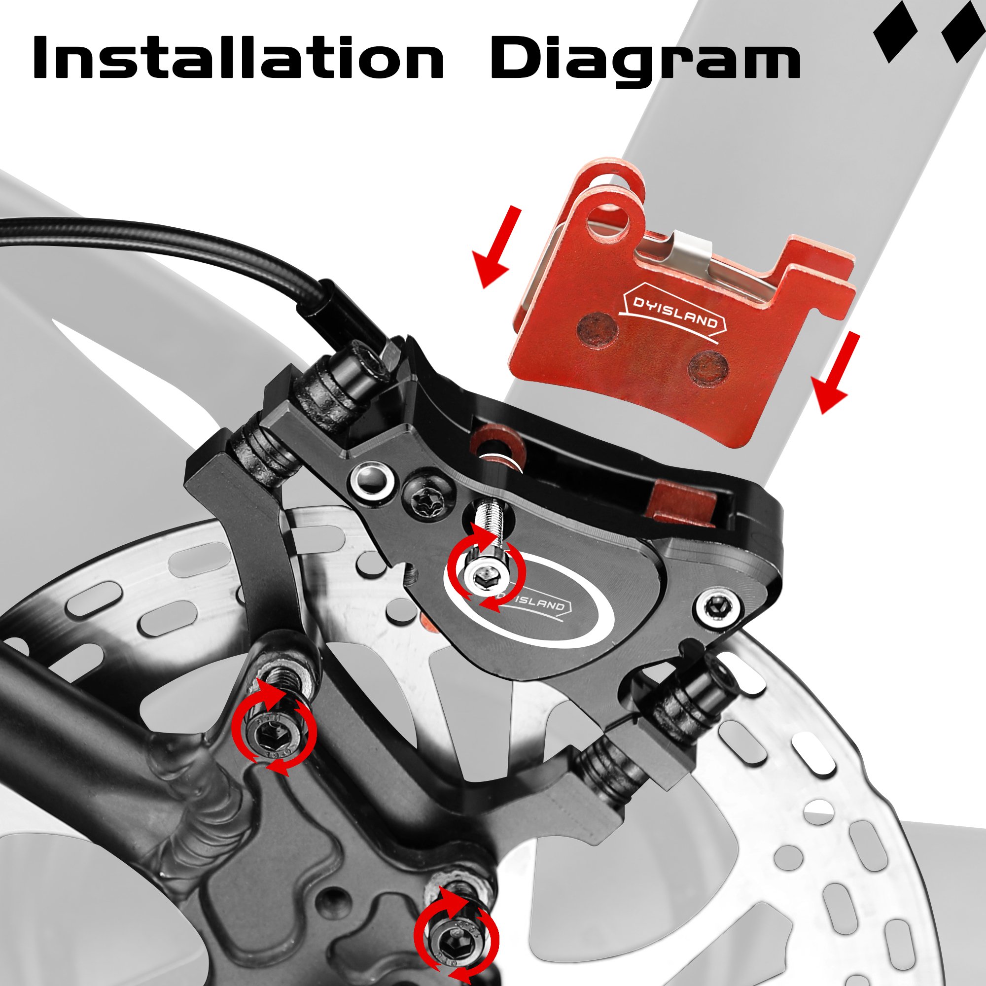 DYISLAND MT600 Electric Bicycle Brake Pads/Resin Semi Metal Brake Pads, Suitable for LD-200PLUS,LD4X-300,LD4X-600 E-BIKE BRAKE