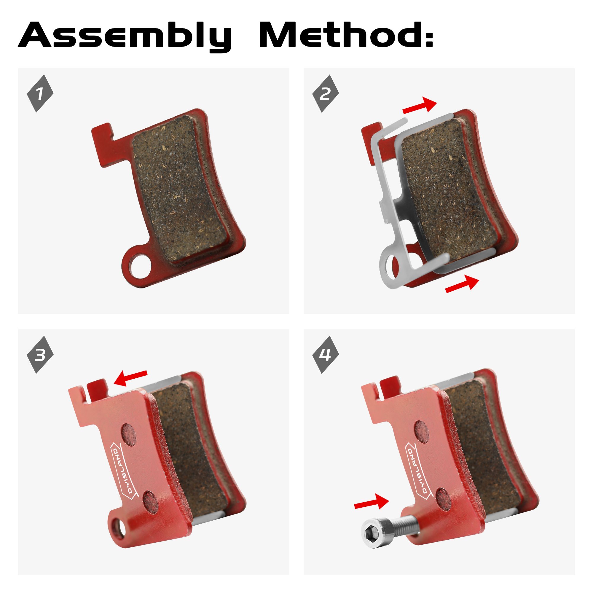 DYISLAND MT600 Electric Bicycle Brake Pads/Resin Semi Metal Brake Pads, Suitable for LD-200PLUS,LD4X-300,LD4X-600 E-BIKE BRAKE