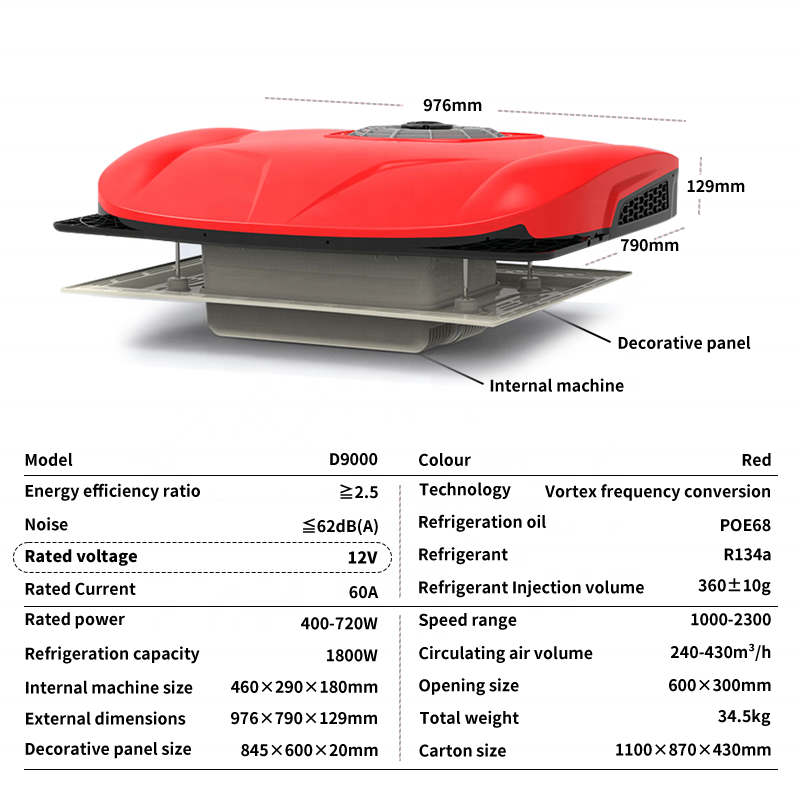 2024 New Type 12v Electric Rooftop Air Conditioner for Caravan RV Trailer Truck Tractor and Van Auto Parking Conditioner