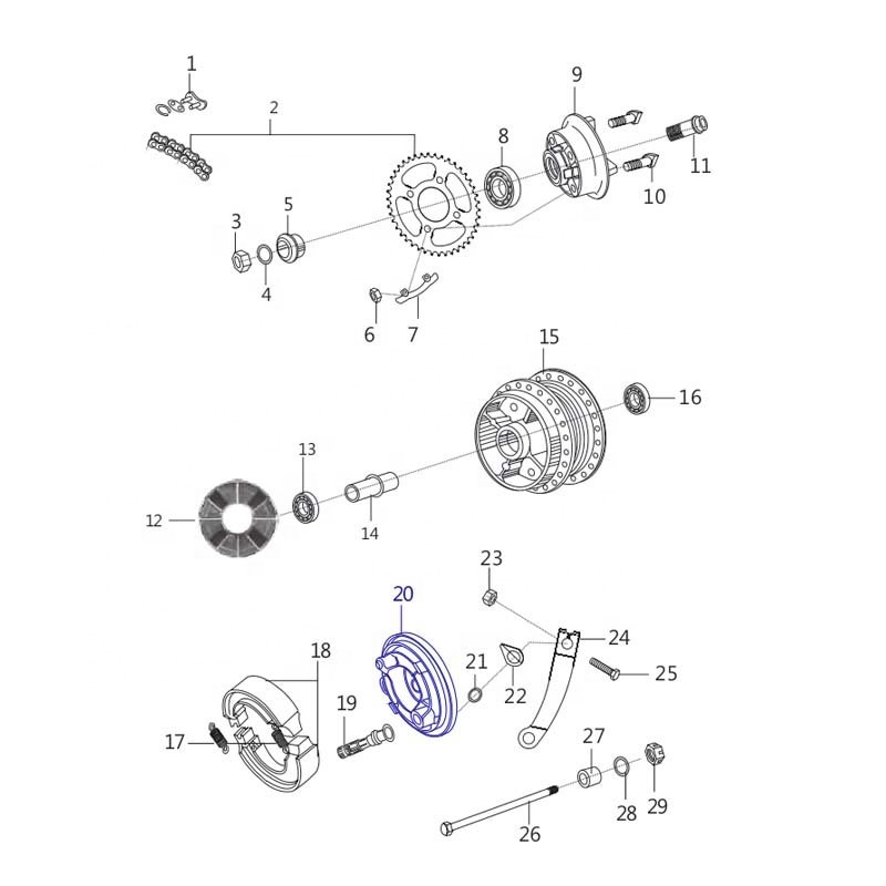 Wholesale Rear Brake Panel for Boxer BM150 Boxer BM100 Classic ES Discover 125+ OEM No. DS151076 Drum Brake Hub Cover
