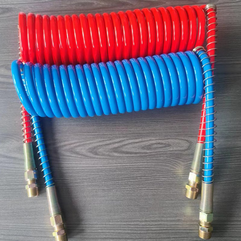 Spiral Polyurethane Pu Coil Pneumatic Blue and Red Air Brake Hose for Semi Truck Tractor Trailer