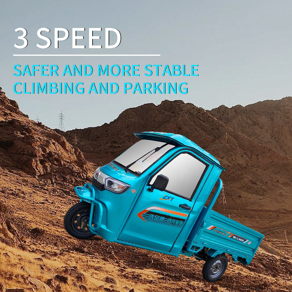 High Power Electric Tricycle Cargo Compartment Semi Closed for Cargo Transportation Climbing Agricultural Use