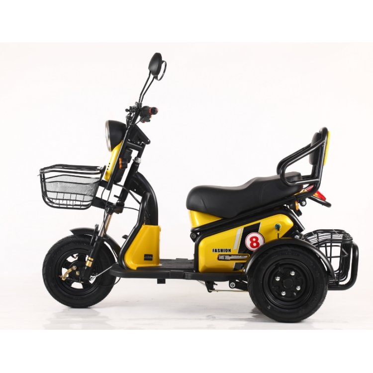 New Design Home Leisure 3 Wheel Tricycle Electric for Adult 300-8 Tire Integrated Seat 48V600W Electric Scooter with Tail Basket