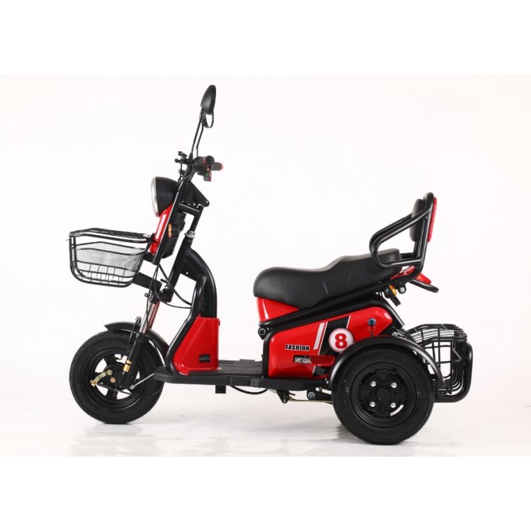 New Design Home Leisure 3 Wheel Tricycle Electric for Adult 300-8 Tire Integrated Seat 48V600W Electric Scooter with Tail Basket