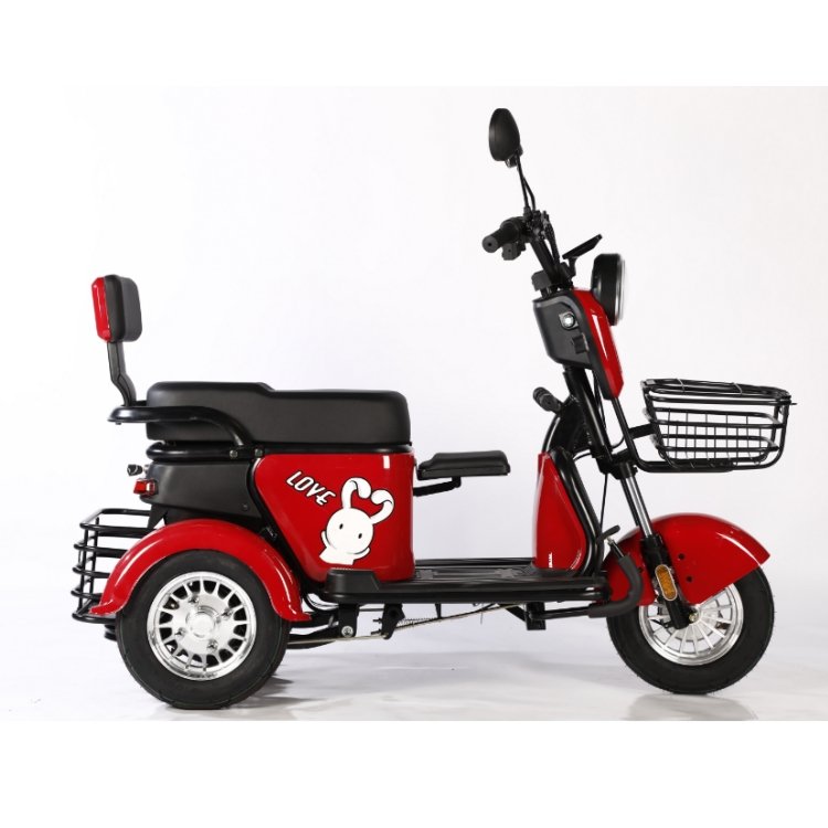 New Design Home Leisure 3 Wheel Tricycle Electric for Adult 300-8 Tire Integrated Seat 48V600W Electric Scooter with Tail Basket