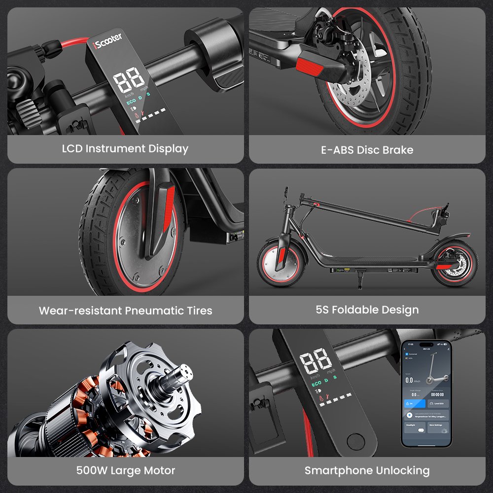 IScooter New I9M 7.5Ah 500W Electric Scooter 10inch Foldable Scooter Electric Kick Scooter 35km/h Adult EScooter