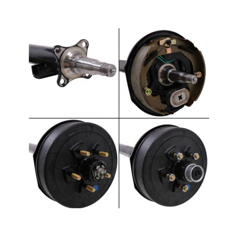 3.5k 3500 Lbs Round Solid Utility Trailer Axle Kits With Hub Drum Electric Brake