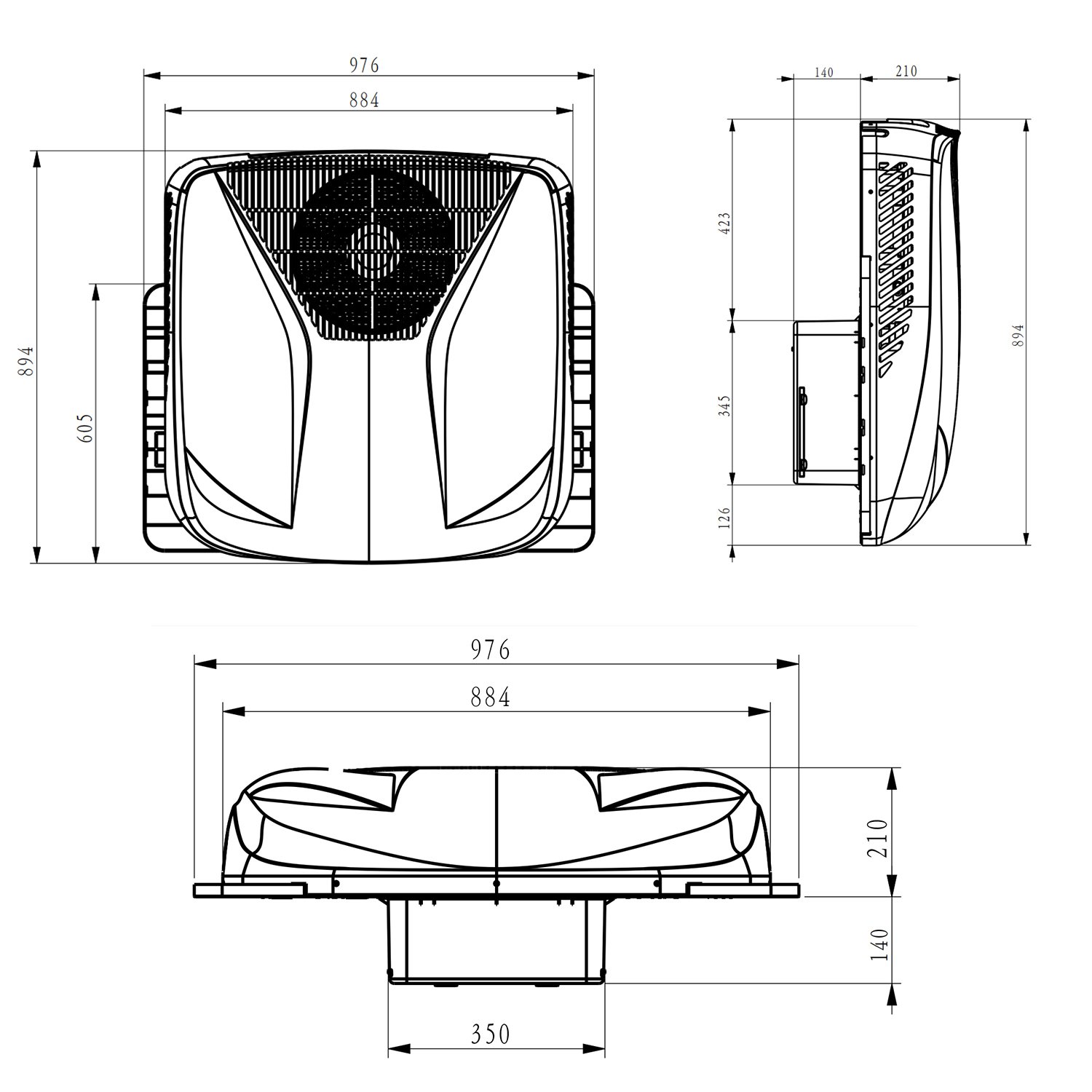 Auto Roof Mounted air Conditioner 24v Roof Top Cooling Systems R410a RV Camping Car Heavy Trucks air Conditioner