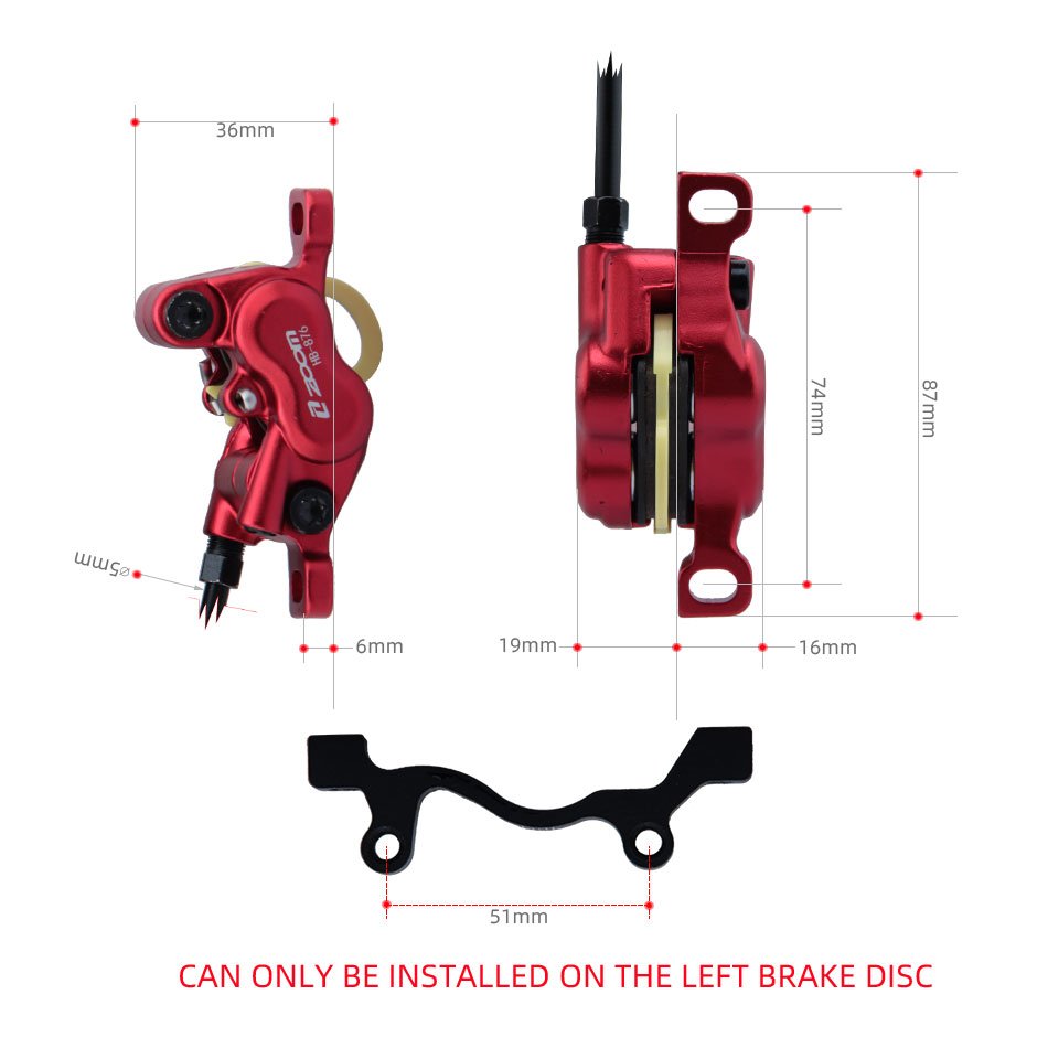 ZOOM HB876-E Electric Scooter Hydraulic Disc Brake Sensor Control Brake Ebike Power Off Oil Braking Set