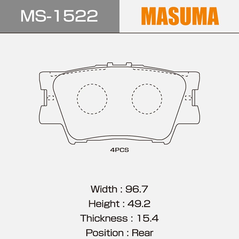 MASUMA MS-1522N Ceramic Brake Pads AY060-TY030 Spare Parts Auto Brake Systems Brake Pads for Toyota Vanguard Parts
