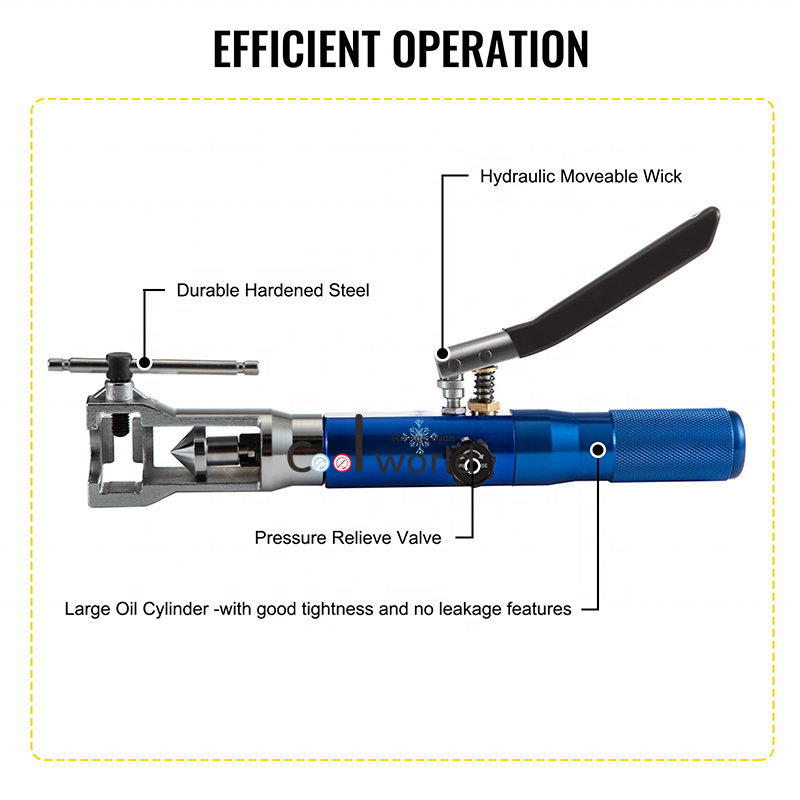 COOLWORLD 2 in 1 Hydraulic Expander & Flaring Tool Brake Pipe Fuel Line Kit for 3/16"~7/8" HVAC Copper Tube Extrusion Tool