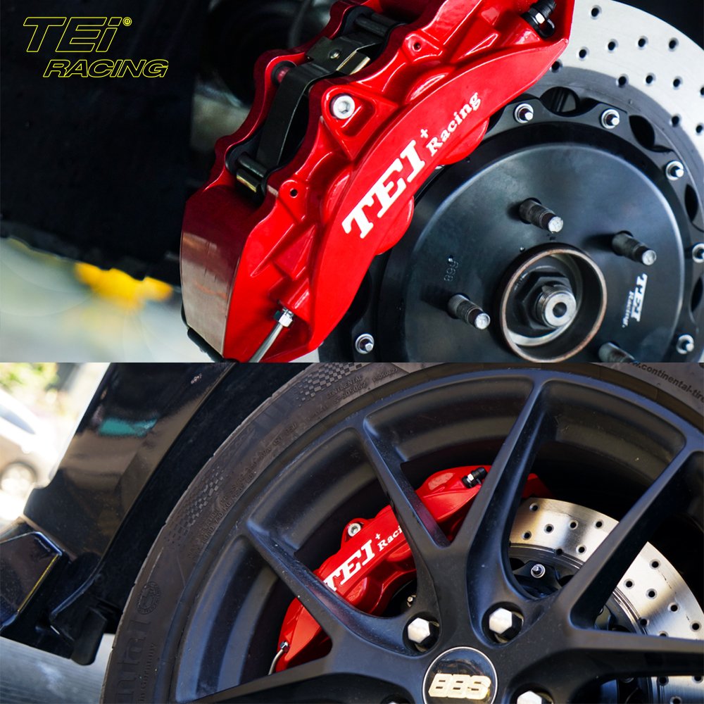TEI Racing P40NS+ Front Big Brake Kit 4 Piston Caliper with 355*28mm Rotor BBK Brake System for Buick Regal 18 Inch Car Rim
