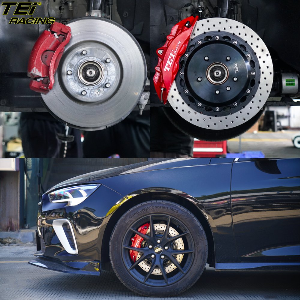 TEI Racing P40NS+ Front Big Brake Kit 4 Piston Caliper with 355*28mm Rotor BBK Brake System for Buick Regal 18 Inch Car Rim