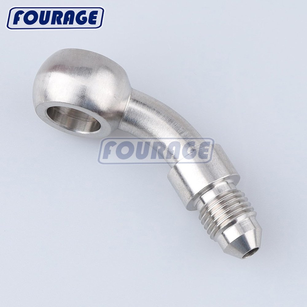 45 Degree Stainless Steel Brake Banjo Fitting 10.2mm/12.2mm Banjo Eye to AN3 AN4 Male Thread Hose End Fitting