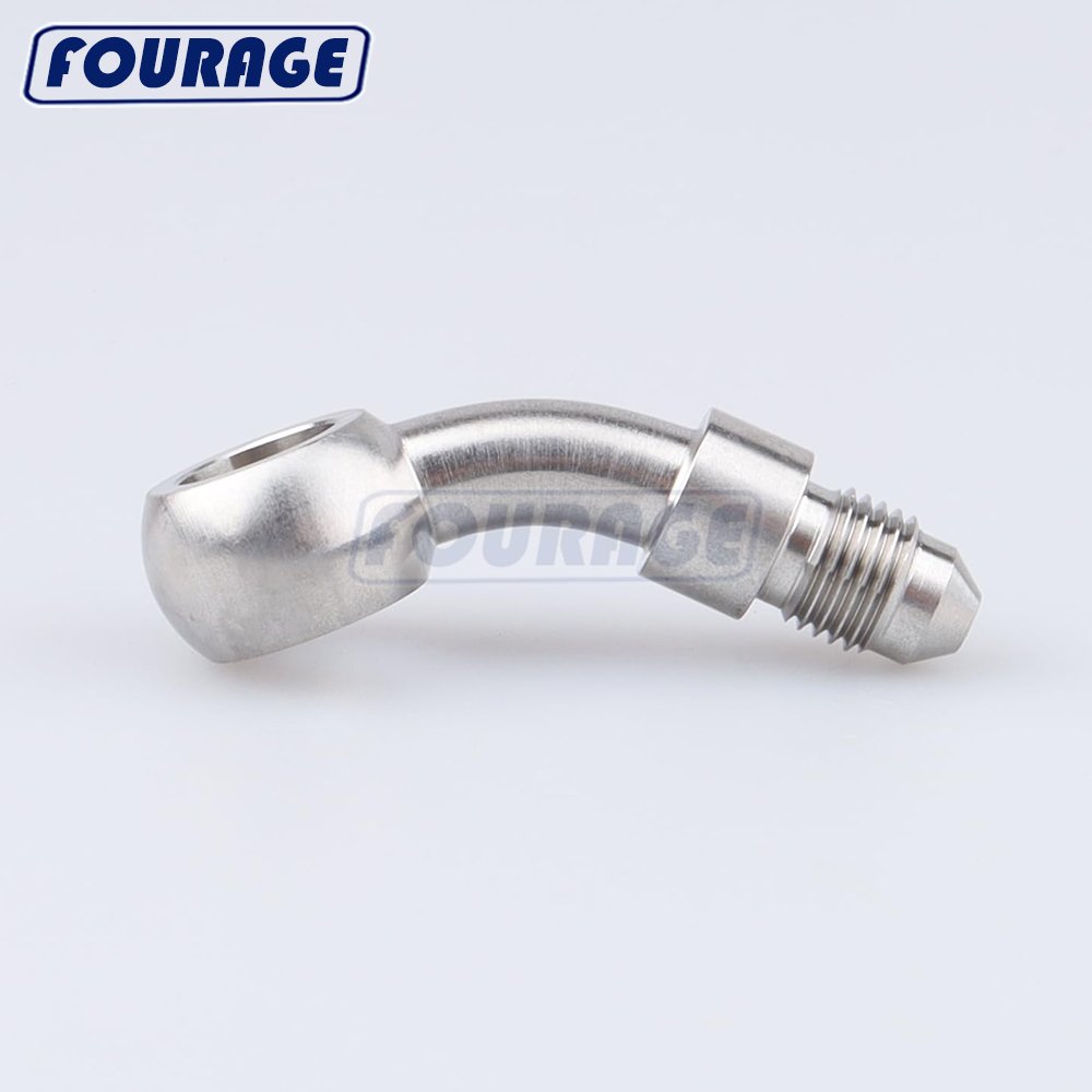 45 Degree Stainless Steel Brake Banjo Fitting 10.2mm/12.2mm Banjo Eye to AN3 AN4 Male Thread Hose End Fitting