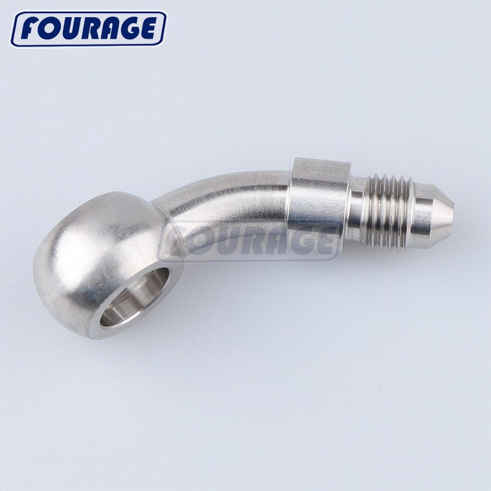 45 Degree Stainless Steel Brake Banjo Fitting 10.2mm/12.2mm Banjo Eye to AN3 AN4 Male Thread Hose End Fitting