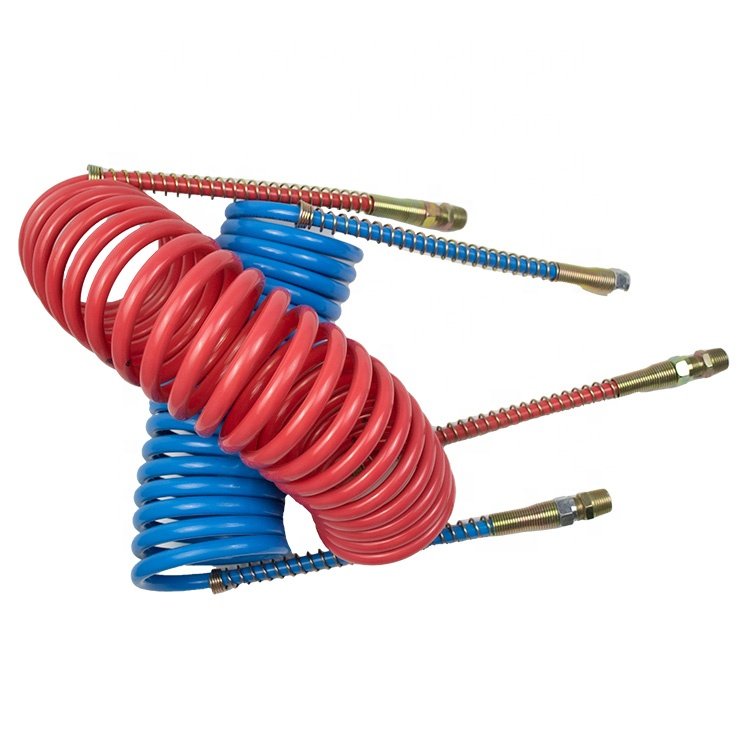 China Price Semi Truck air Hose Red and Blue Trailer air Brake Hose PU PA Flexible Spiral Coil Hose