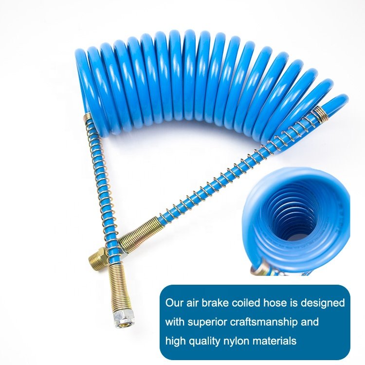 China Price Semi Truck air Hose Red and Blue Trailer air Brake Hose PU PA Flexible Spiral Coil Hose