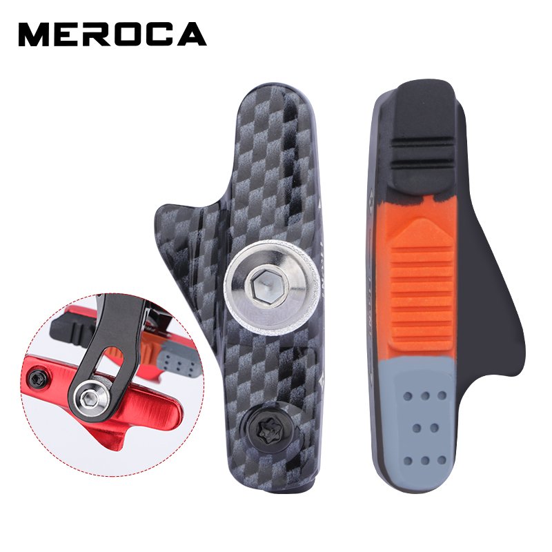 MEROCA Mud Trough Silent Rubber Sheet Aluminum Alloy Rim C Brake Pads Road Bike Brake Pads