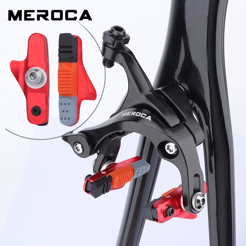 MEROCA Mud Trough Silent Rubber Sheet Aluminum Alloy Rim C Brake Pads Road Bike Brake Pads
