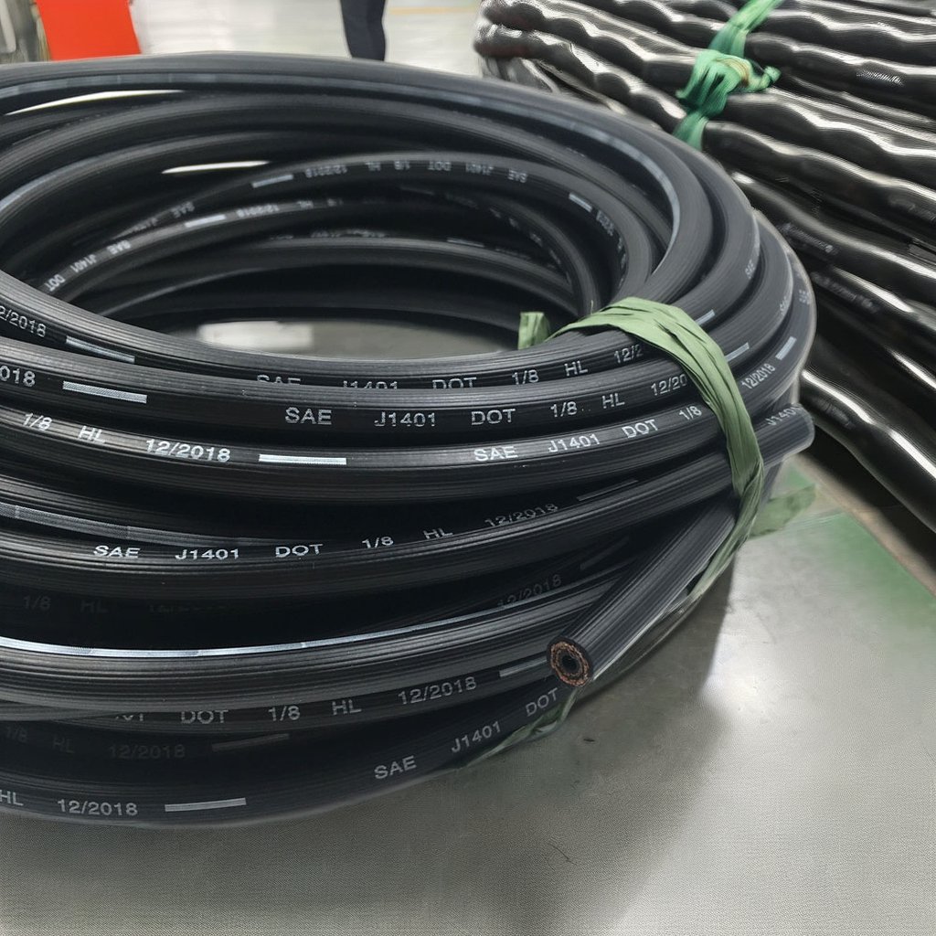 High Quality 3.2mm 1/8 DOT Approved SAE J1401 Fmvss106 Car Automotive Hydraulic Flexible Auto Rubber Braided Brake LinePipe Hose