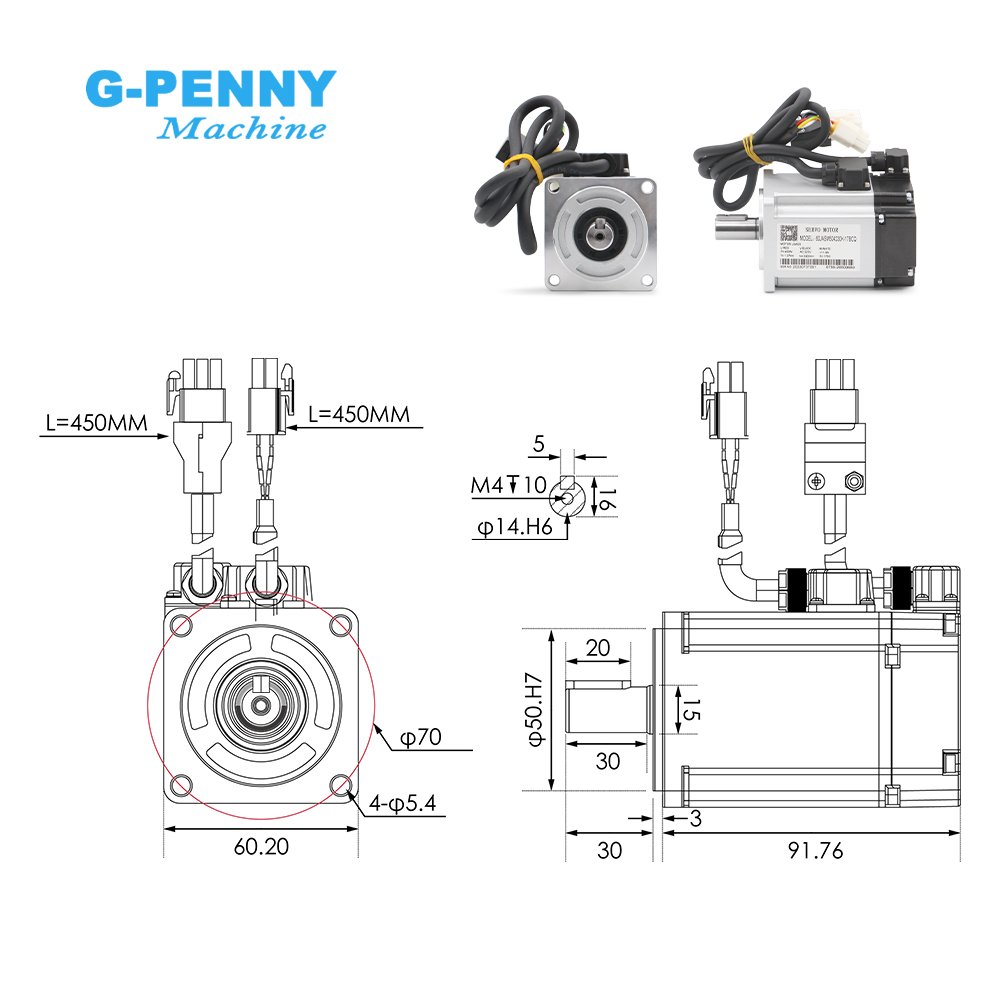 G-PENNY JMC 60gst 400w 220V 3000r/min 1.27N.m JAND4002-20B 60JASM504230K With Magnetic AC Servo Motor with Driver Kit
