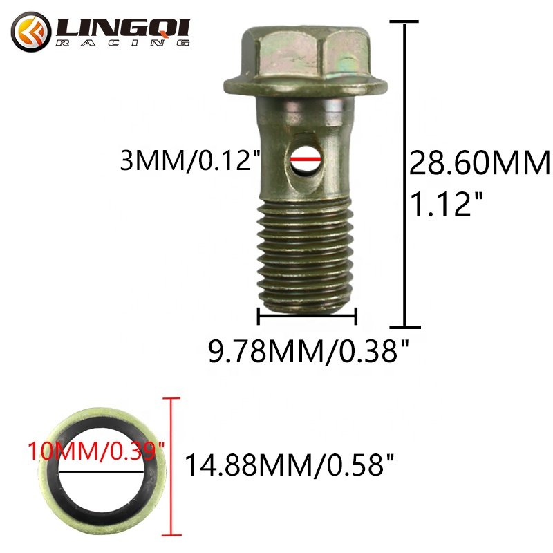 LINGQI Motorcycle M10 Brake Master Cylinder Oil Hose Screw Banjo Bolt Sealing Screws Bolts for Motocross Pit Dirt Bike