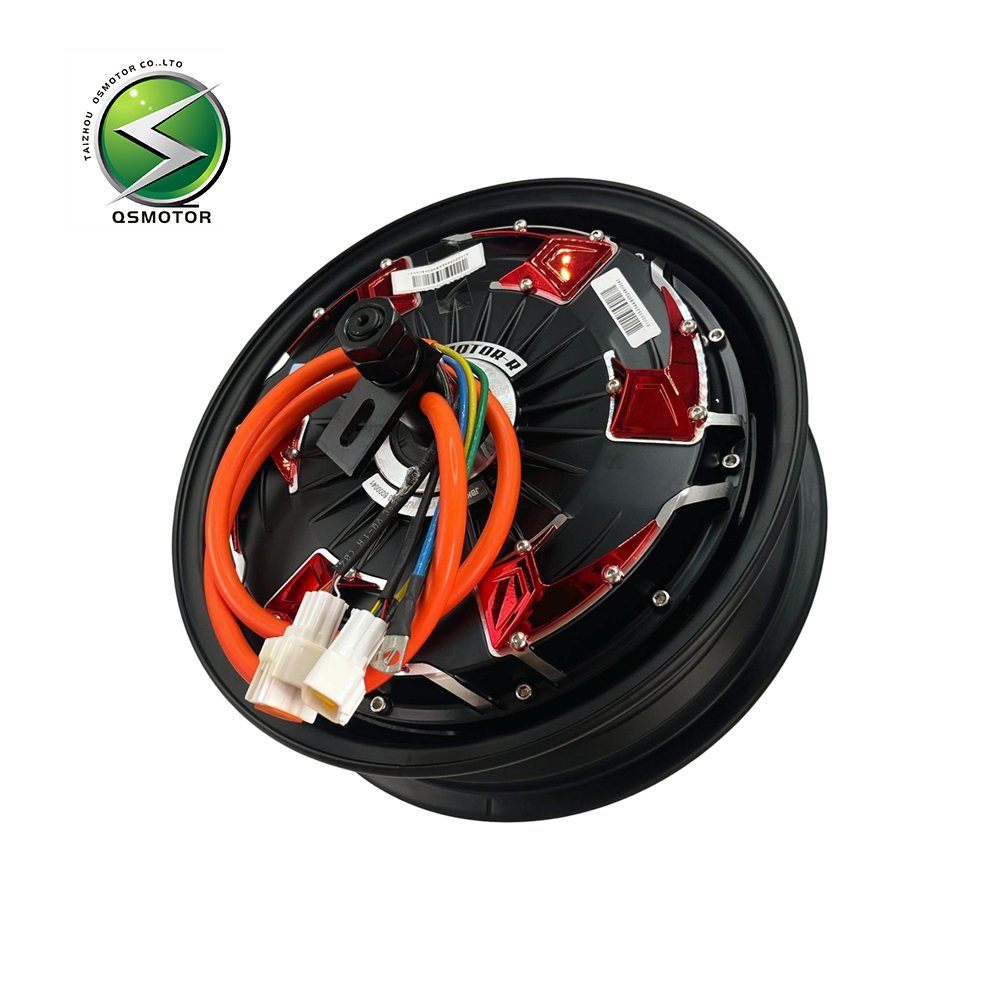 QSMOTOR 12 Inch V4 1500W Dual Hall 30H48-96V Brushless DC Disc Brake Motor Suitable for Electric Motorcycles