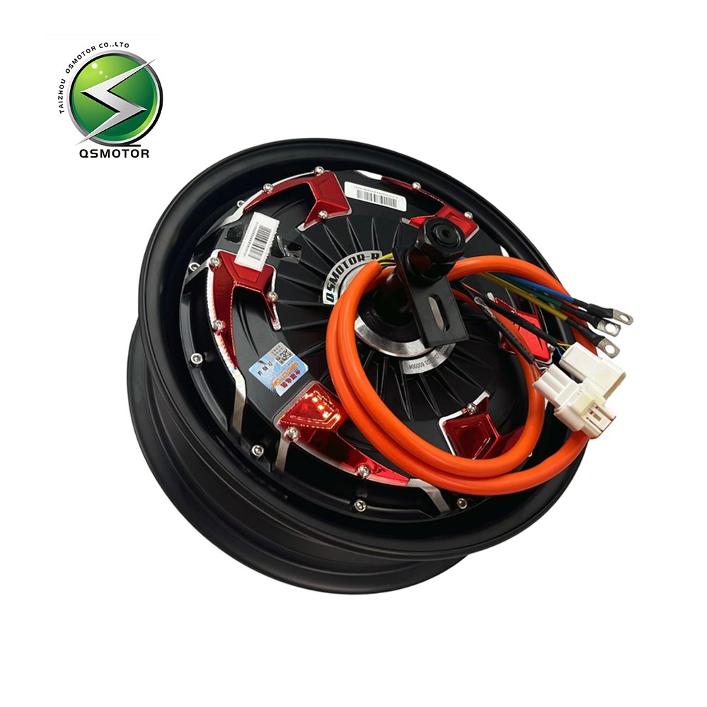 QSMOTOR 12 Inch V4 1500W Dual Hall 30H48-96V Brushless DC Disc Brake Motor Suitable for Electric Motorcycles