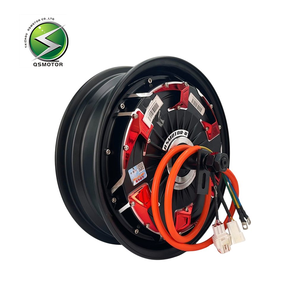 QSMOTOR 12 Inch V4 1500W Dual Hall 30H48-96V Brushless DC Disc Brake Motor Suitable for Electric Motorcycles