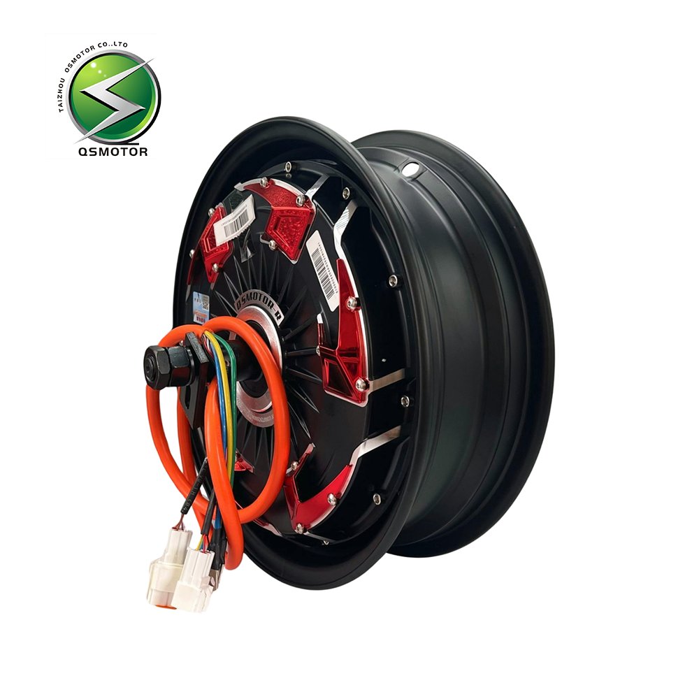 QSMOTOR 12 Inch V4 1500W Dual Hall 30H48-96V Brushless DC Disc Brake Motor Suitable for Electric Motorcycles