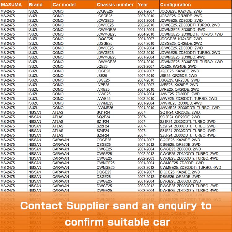 MS-2475 MASUMA Noise Rear Brake China Top Brake Pad Factory Direct Price Break Pad for Nissan