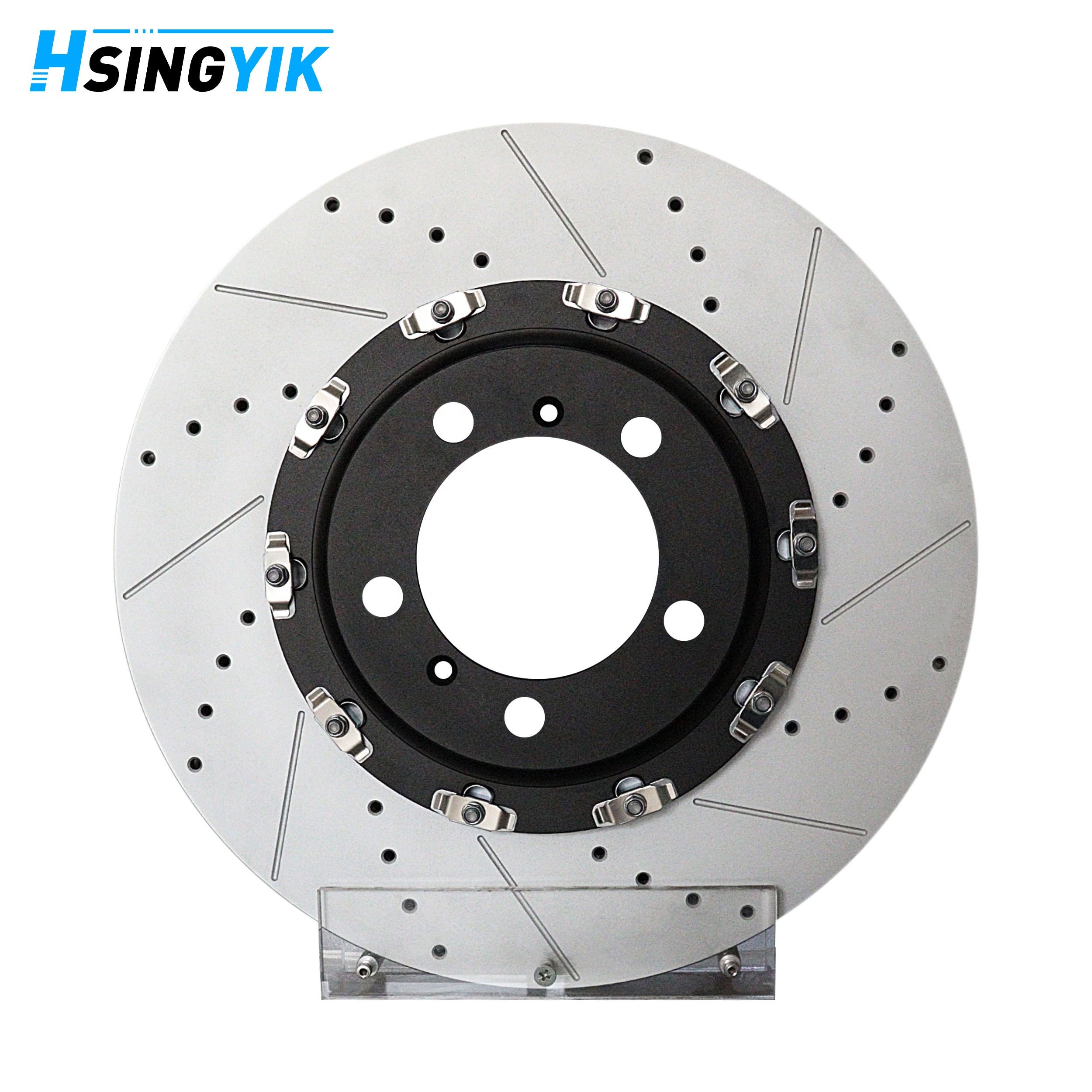 Hsingyik Drilled Slotted 2-Piece Front Brake Disc Rotor for Prosche 718 Cayman 982 GT4 98135140680 98135140580 460.4534.70