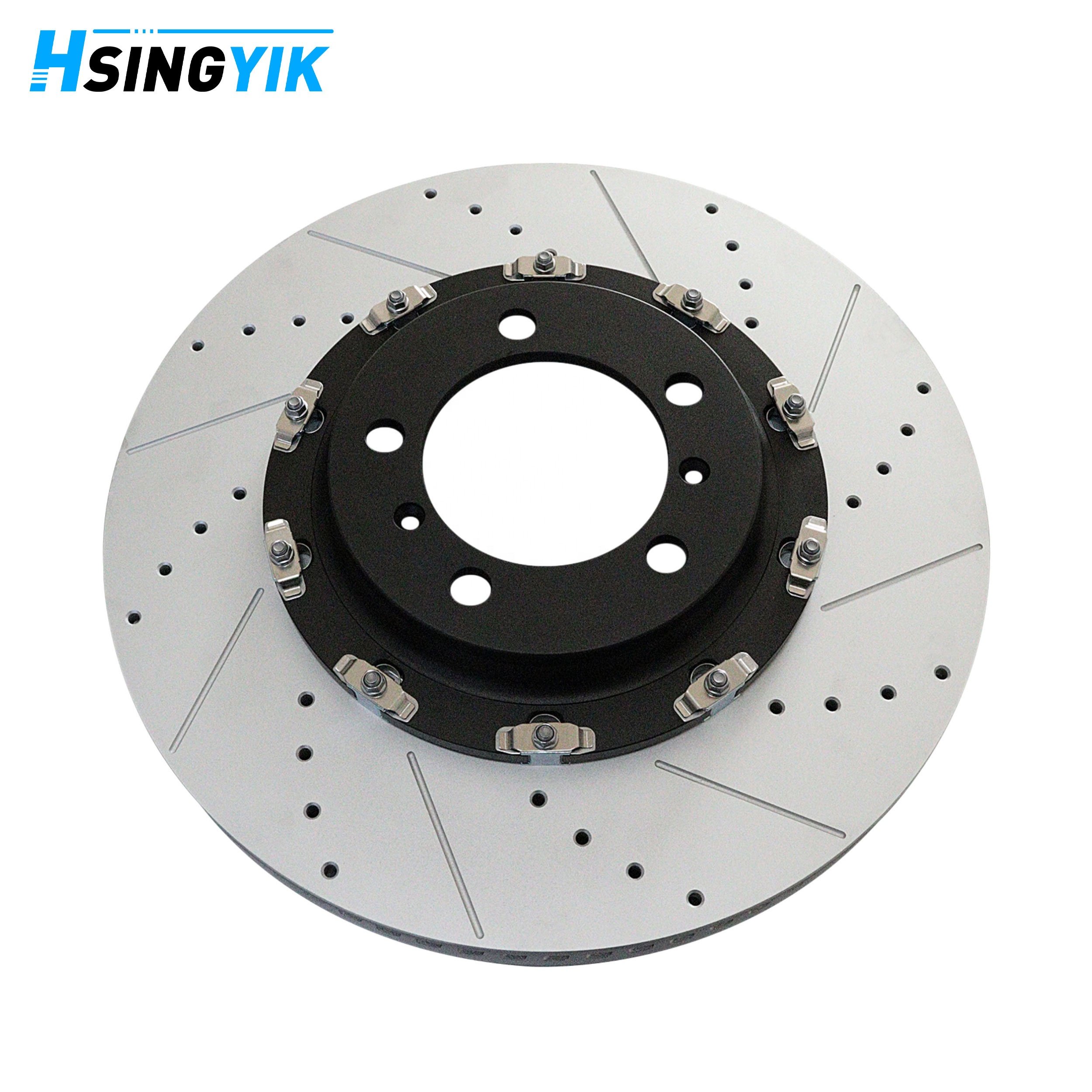Hsingyik Drilled Slotted 2-Piece Front Brake Disc Rotor for Prosche 718 Cayman 982 GT4 98135140680 98135140580 460.4534.70