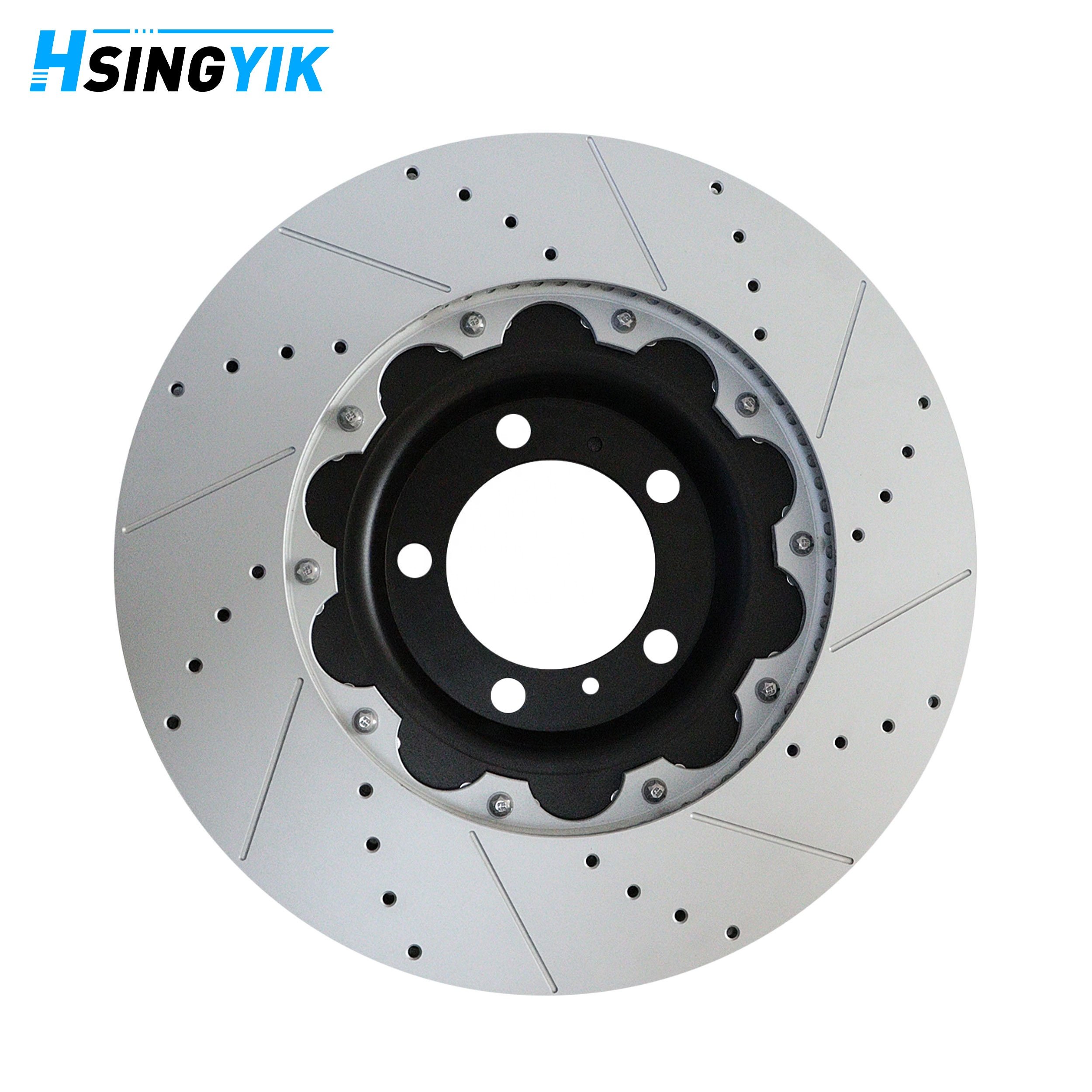 Hsingyik Drilled Slotted 2-Piece Front Brake Disc Rotor for Prosche 718 Cayman 982 GT4 98135140680 98135140580 460.4534.70