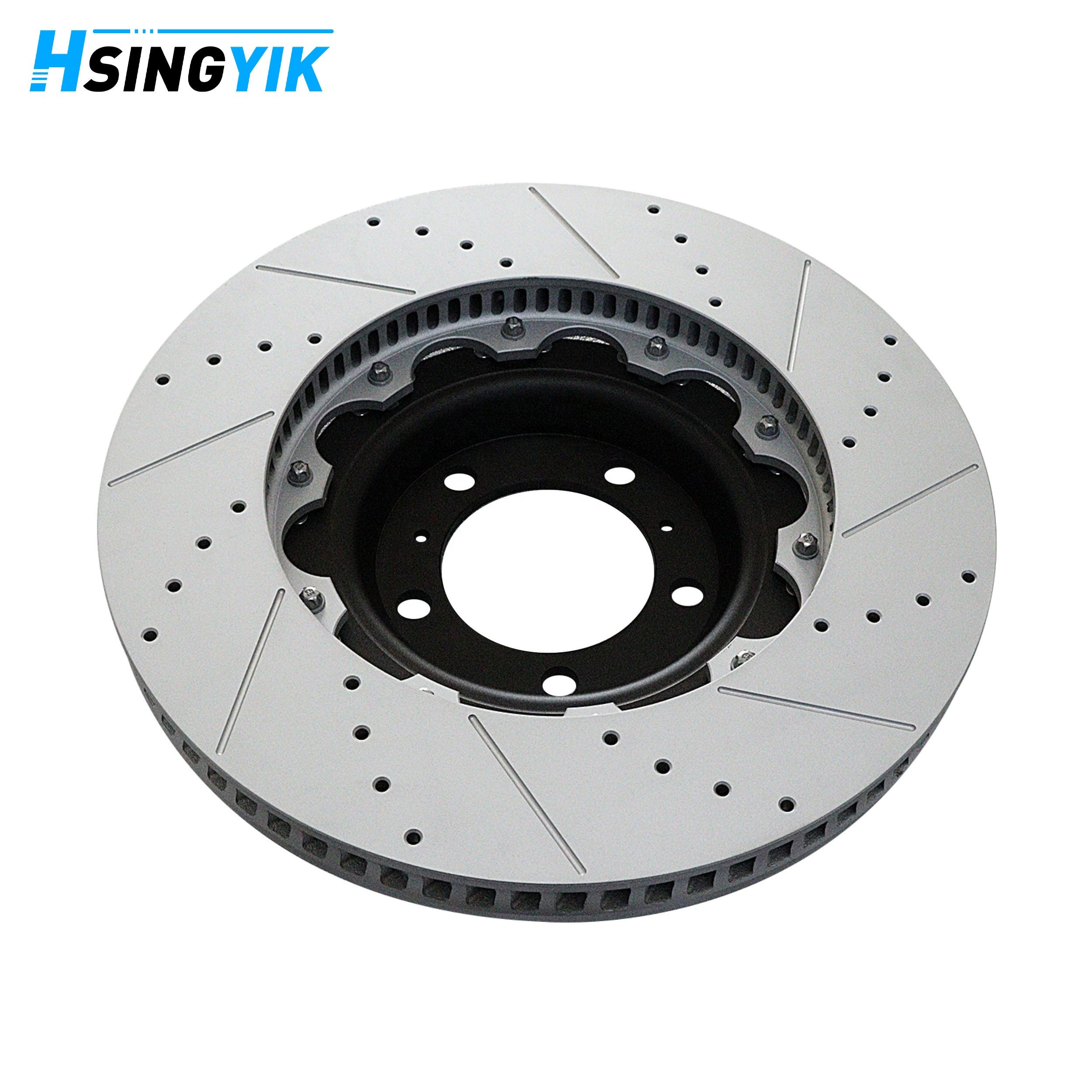 Hsingyik Drilled Slotted 2-Piece Front Brake Disc Rotor for Prosche 718 Cayman 982 GT4 98135140680 98135140580 460.4534.70