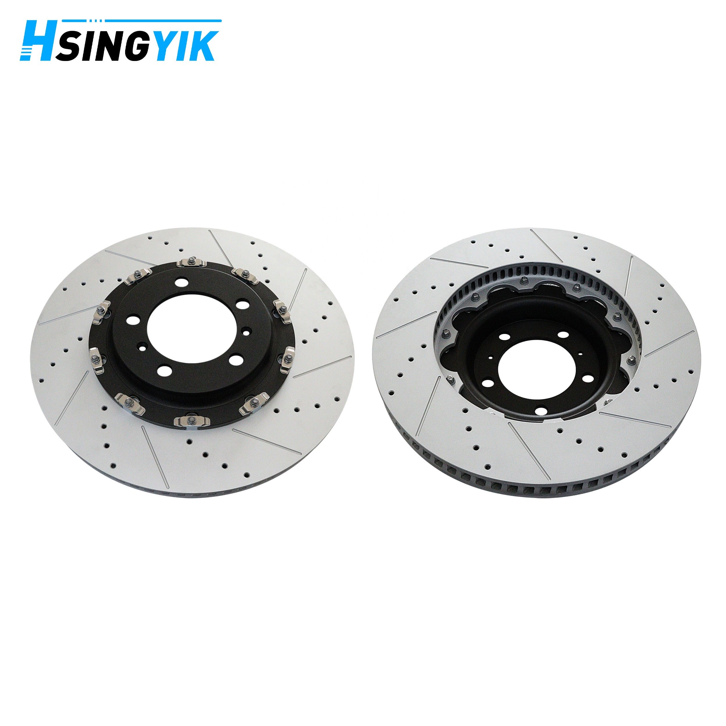 Hsingyik Drilled Slotted 2-Piece Front Brake Disc Rotor for Prosche 718 Cayman 982 GT4 98135140680 98135140580 460.4534.70