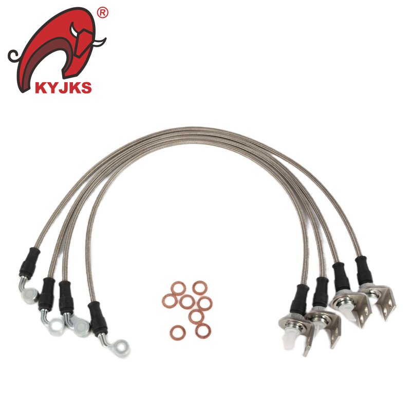 Front Extended Stainless Steel Brake Lines Hose Kit for Jeep Wrangler JK 2007-2018 4-6''