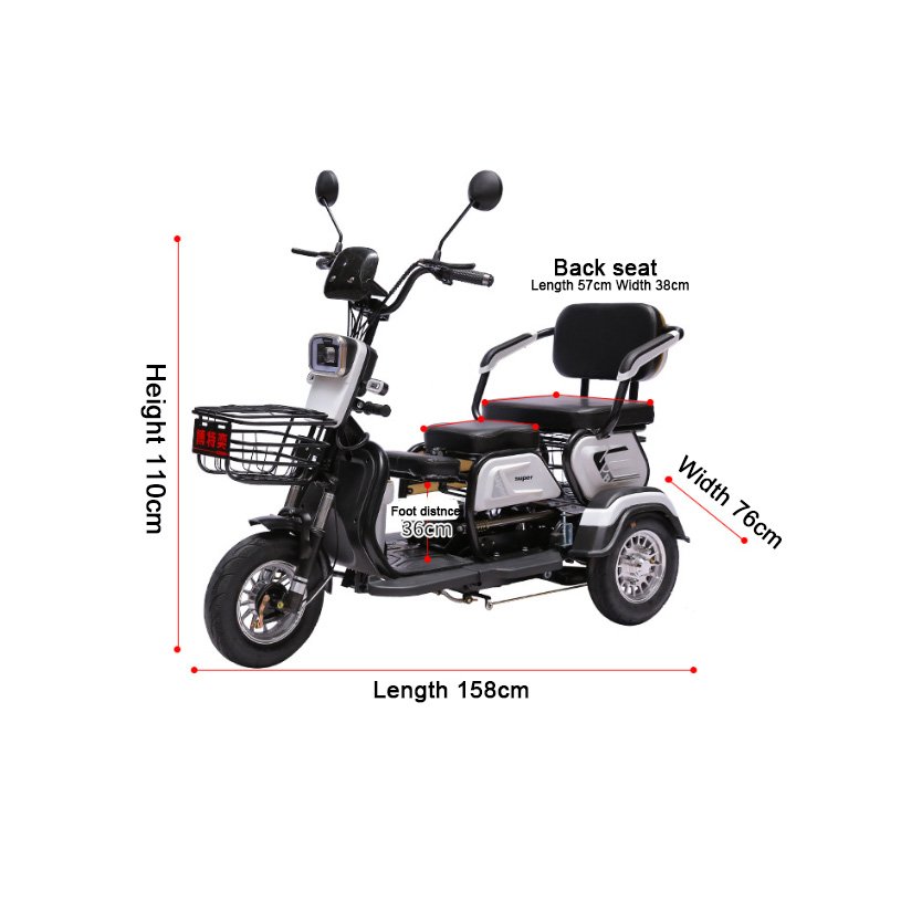 Tricycles Electric Wheel Closed Truck Bike With Sightseeing Children Gas Motor Heave Duty Brazilian 1500W Passenger in Tricycle