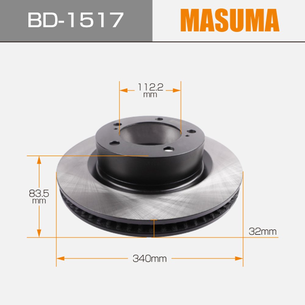 BD-1517 MASUMA Car Spare Parts Brake Disc 4351260180 43512-60180 for TOYOTA LAND CRUISER