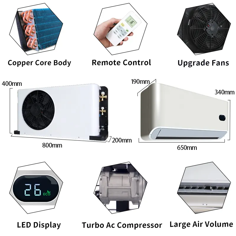Factory Direct Sales Split Knapsack Parking 12v24v Intelligent Refrigeration Automobile air Conditioner