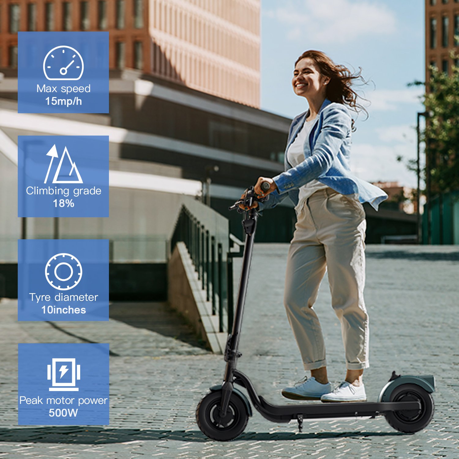Factory Sale 500W Elektro Roller 10in Wheel Lithium Drum Brake Fat Tire City Coco E Adult City Scooter