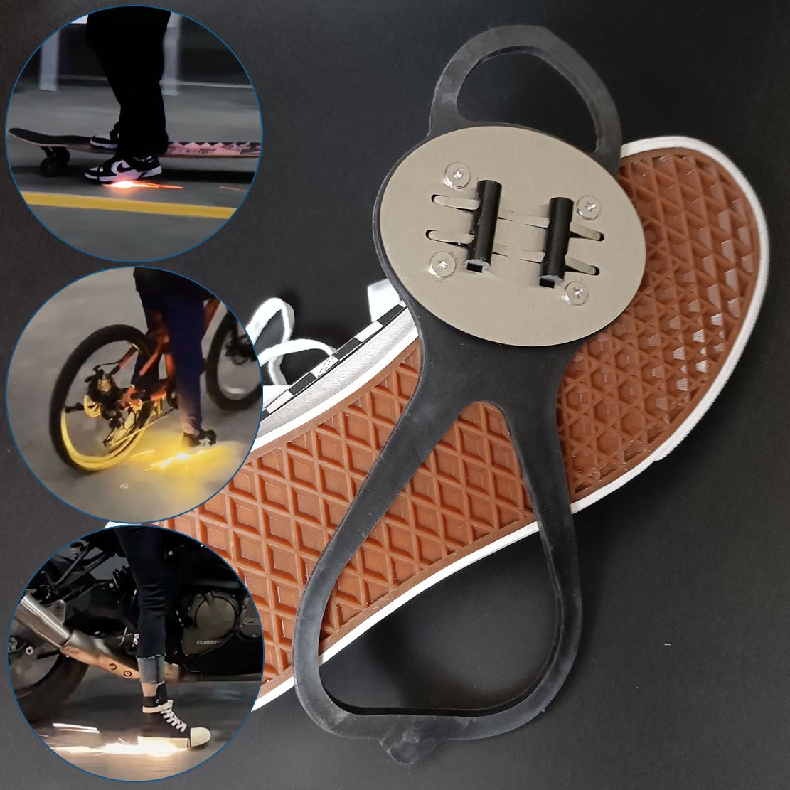 Spark Shoe Covers Motorcycle Sole Flame Device Bicycle Foot Brake Grinding Ground Flint Stick All the Way Spark With Lightning
