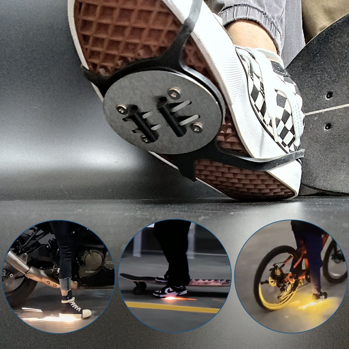 Spark Shoe Covers Motorcycle Sole Flame Device Bicycle Foot Brake Grinding Ground Flint Stick All the Way Spark With Lightning