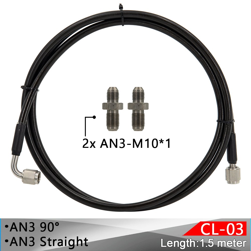 1.5meter Master to Slave Cylinder Complete Stainless Clutch Line With An3 Fitting for 06-15 Honda Civic Si