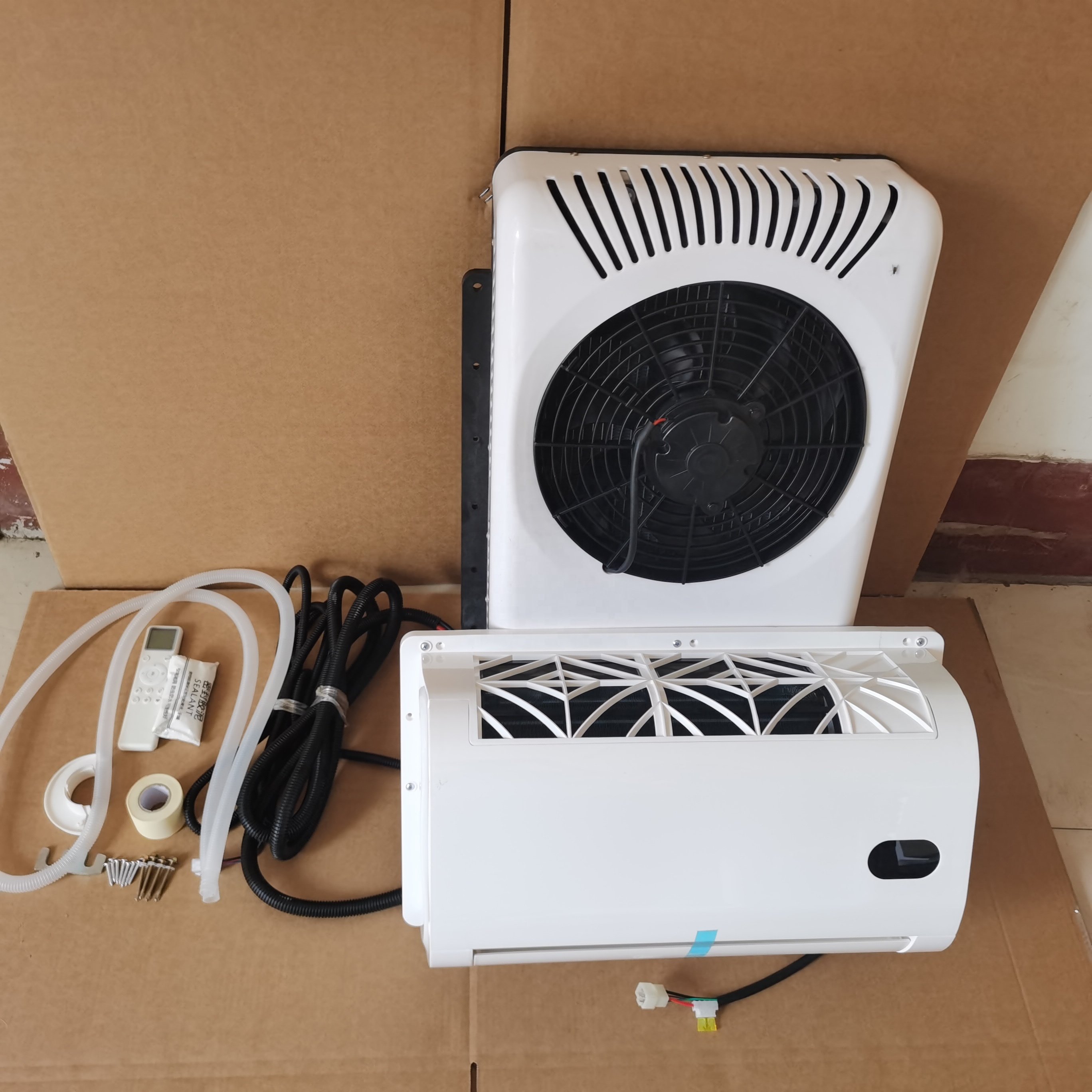 Parking Cooler Cabin Electric 12V 24V Auto Electric Air Conditioning Unit Roof Top Car Van Parking Air Conditioner