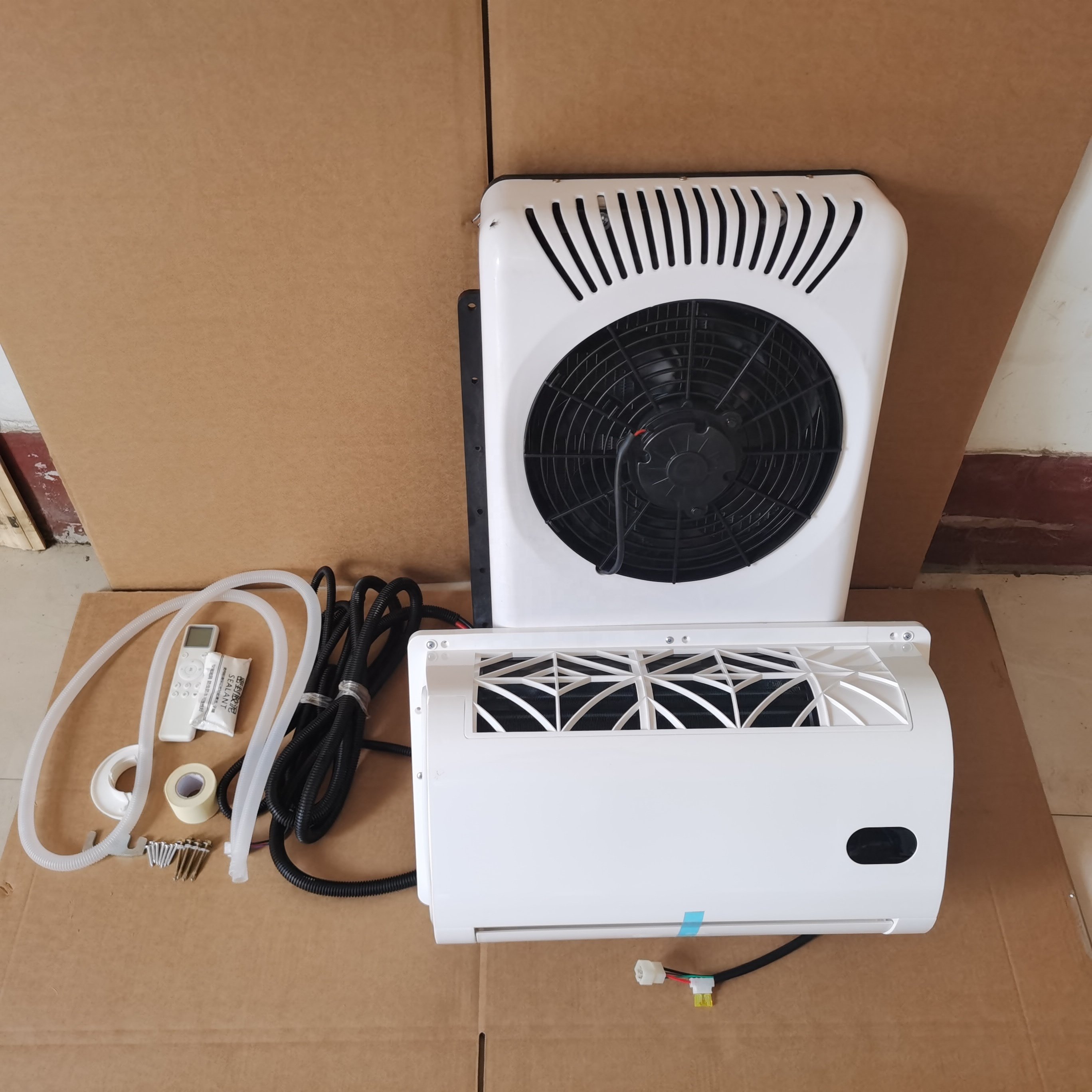 Parking Cooler Cabin Electric 12V 24V Auto Electric Air Conditioning Unit Roof Top Car Van Parking Air Conditioner