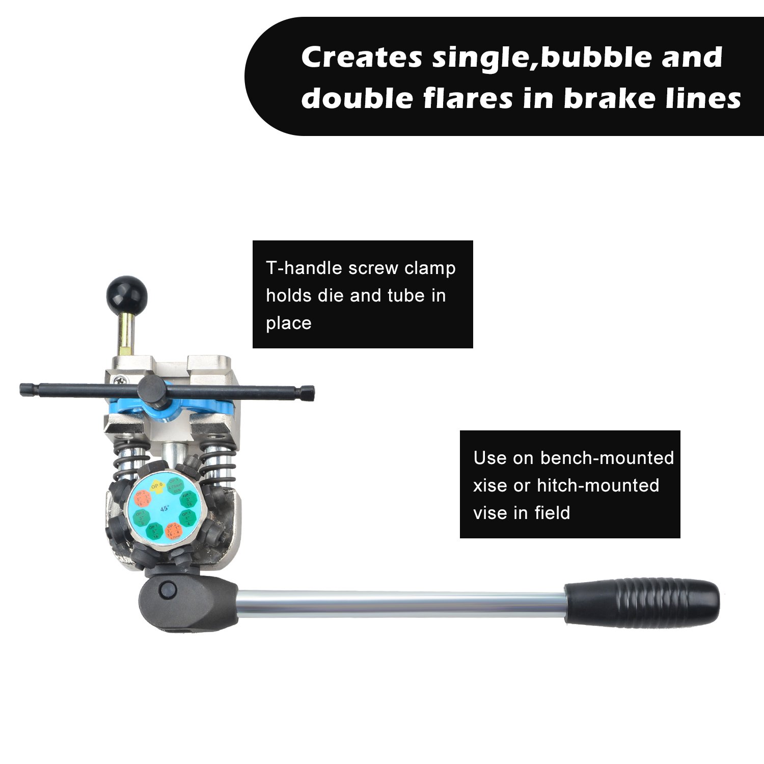 Professional 45-Degree Turret Brake Tube Flare Flaring 4 X Dies Fuel Lines Tool Kit with Mini Pipe Cutter