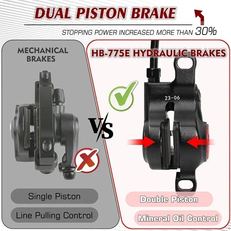 ZOOM E-Bike 2 Piston Hydraulic Disc Brakes Front & Rear Power-Off Bicycle Left Front Right Rear Hydraulic Disc Brake Bike Parts